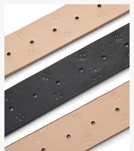 Women's wide leather belt featuring distinctive stitching detail and eyelet design for daily wear.