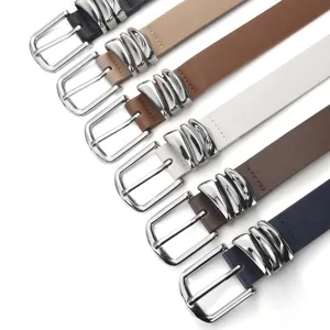 Damen Mode Ledergürtel mehrfarbiges Set stilvolle Metall Dornschnalle Hauptansicht