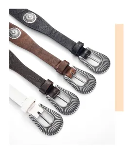 Cinturón de Cuero PU Estilo Western Vintage con Hebilla de Metal Antiguo Mujer