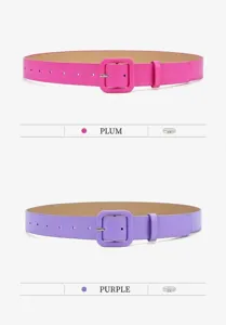 Stylish women's leather belt with matching square buckle, perfect for dresses and jeans daily.