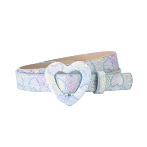 Bambini glitter cuore fibbia cintura elegante carino casual vita accessorio moda trendy