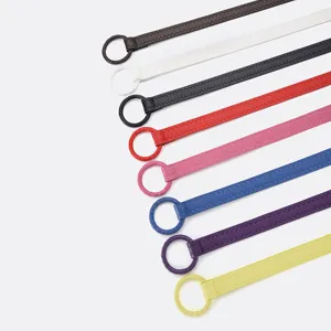 Kleurrijke dames dunne lederen riem set met ronde ring gesp stijlvolle tailleband