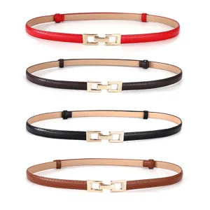 Smalle lederen dames riem met metalen gesp voor jurk jas elegante tailleeriem accessoire