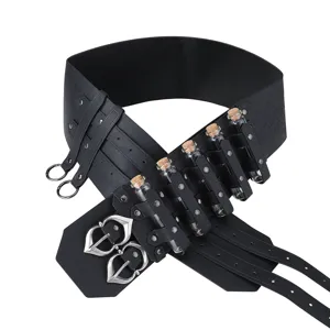 Middeleeuwse Viking lederen brede riem met drankflesjes cosplay kostuum accessoire