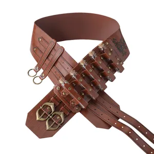 Middeleeuwse retro alchemie brede riem met flesjes voor cosplay en viking kostuums