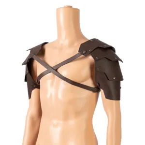Medieval Viking Double Shoulder Armor PU Leather Retro Cosplay Costume Accessory for Men