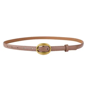 Ceinture fine en cuir pour femme avec boucle ovale rétro élégante et polyvalente