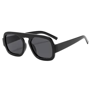 Modische klobige Piloten-Sonnenbrille mit einem Steg für Damen und Herren, schwarze Brille.