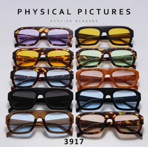 Trendy square pilot sunglasses with UV protection, featuring multiple stylish frame and lens colors.