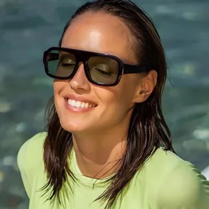 Fashion Square Frame Sunglasses For Women UV400 Protection Trendy Oversized Pilot Glasses Vintage PC Frame Outdoor Eyewear