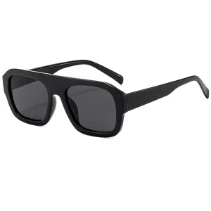 Chic black thick frame square sunglasses for women, UV protection trendy eyewear.