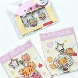 Süßes Anime Acryl Schlüsselanhänger Set, kawaii Cartoon Figuren Rucksack Anhänger Zubehör