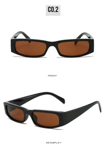 2025 nuevas gafas de sol cuadradas pequeñas de moda para mujer, marco negro lente marrón uv.