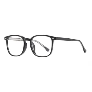Occhiali da vista coreani quadrati TR90 montatura nera anti luce blu trasparenti
