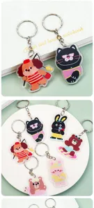 Jolis porte-clés en acrylique d'animaux de dessin animé, breloques de sac élégantes et mignonnes.