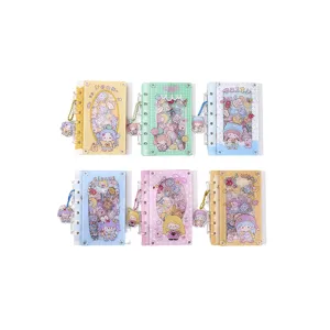 Ensemble de carnet agitateur en acrylique mignon, journal intime dessin animé avec pendentif.