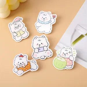 Cute cartoon white dog acrylic brooch badge, lovely animal pin for backpack clothing decoration.