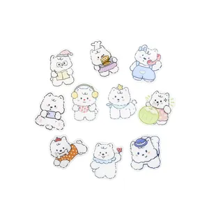 Cute cartoon white dog badges set acrylic brooch pins lovely decorative backpack accessories patch