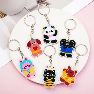 Llavero de animal de dibujos animados de acrílico lindo, colgante de mochila bonito.