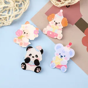 Joli ensemble de broches en acrylique dessin animé mignon badge animal pendentif sac à dos