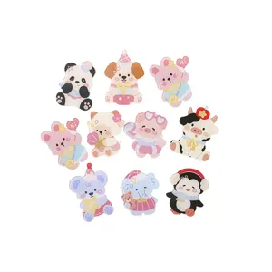 Joli ensemble de broches en acrylique d'animaux de dessin animé mignon sac à dos accessoire