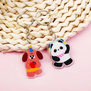 Llavero de acrílico lindo de dibujos animados anillo de animales para decoración bolso