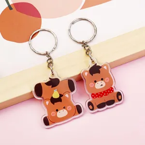 Portachiavi in acrilico con cavallo cartone animato carino, ciondolo borsa pony per zaino scolastico.