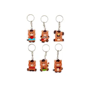Carino pony cartone animato portachiavi acrilico ciondolo borsa simpatico anello chiavi