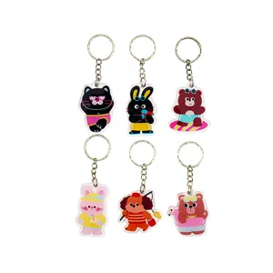 Joli ensemble de porte-clés en acrylique avec des animaux de dessin animé pour les sacs.