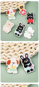 Bonito conjunto de broches acrílicos de animales de dibujos animados, insignia de ropa estilo ins.