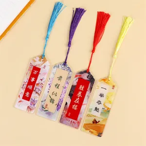 Vintage chinesische Acryl Lesezeichen mit bunten Quasten für Prüfungssegen und tolle Geschenke.