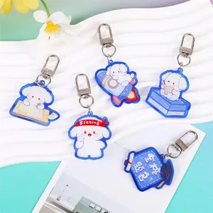 Motivational Text Acrylic Keychain Cute Cartoon Dog Pendant School Bag Accessory For Student Graduation Gift Success Inspiration