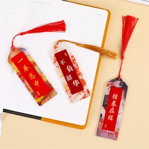 Chinesischer Stil Acryl Lesezeichen mit Quaste inspirierende Prüfungsgeschenke Schreibwaren