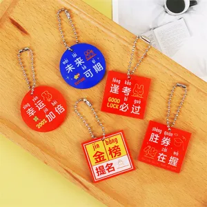 Chinese Style Acrylic Text Keychain Inspirational Student Gift Schoolbag Pendant Car Key Ring Ornament For Kids Friends
