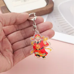 Süßer Cartoon Gott des Reichtums Acryl Schlüsselanhänger doppelseitiger Anhänger Geschenk