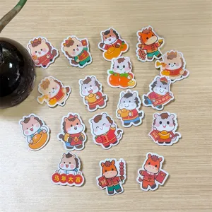 Cute cartoon horse acrylic brooch badges set, festive Chinese New Year accessories gifts.