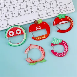 Set di simpatici portachiavi moschettone in acrilico con frutta, anguria mela borsa decoro
