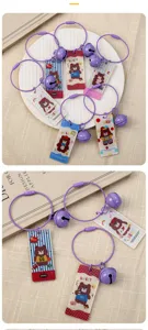 Cute cartoon bear acrylic keychain pendant with wire loop and bell, perfect for school bags.