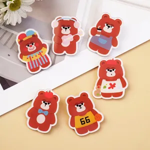 Cute Cartoon Bear Acrylic Brooch Ins Style Colorful Animal Badge Pin For Backpack Clothes Decor Gift For Children