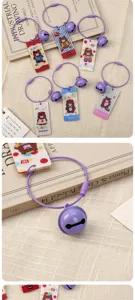 Cute cartoon bear acrylic keychain with steel wire ring and bell, perfect bag pendant decor.
