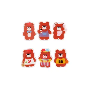 Cute cartoon red bear acrylic brooch badge backpack pendant set, fashionable kawaii design.