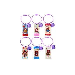 Cute cartoon bear acrylic keychain pendant with steel wire ring and bell set, ideal for bags.
