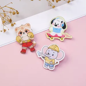 Cute cartoon acrylic brooch pins set, creative animal badges for bags clothes and accessories.