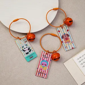 Lindo llavero de dibujos animados acrílico colgante bolso decoración con campana regalo.