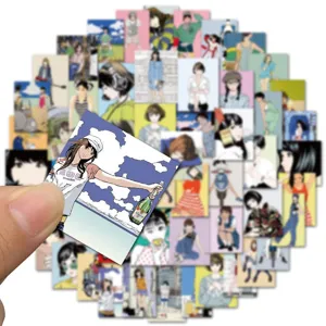 50pcs Japanese retro anime girl stickers aesthetic vintage waterproof decals for laptop luggage