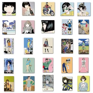 50pcs Japanese retro vintage anime girl aesthetic waterproof stickers for laptop luggage suitcase
