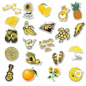 Cute yellow aesthetic stickers pack waterproof vinyl decal for laptop luggage car water bottle