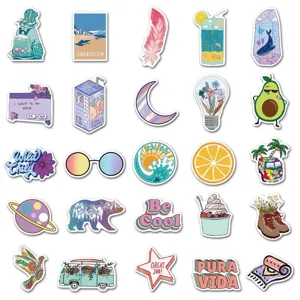 Assorted aesthetic cartoon waterproof stickers detail showing vibrant colors and unique designs.