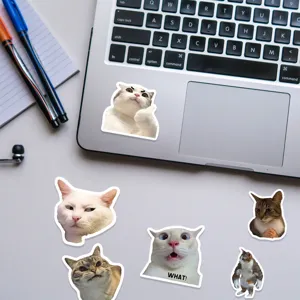 Funny cat meme stickers for laptop, phone case and skateboard. Waterproof PVC graffiti decals.