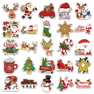 Christmas waterproof stickers set featuring Santa, reindeer and trees for phone case decor